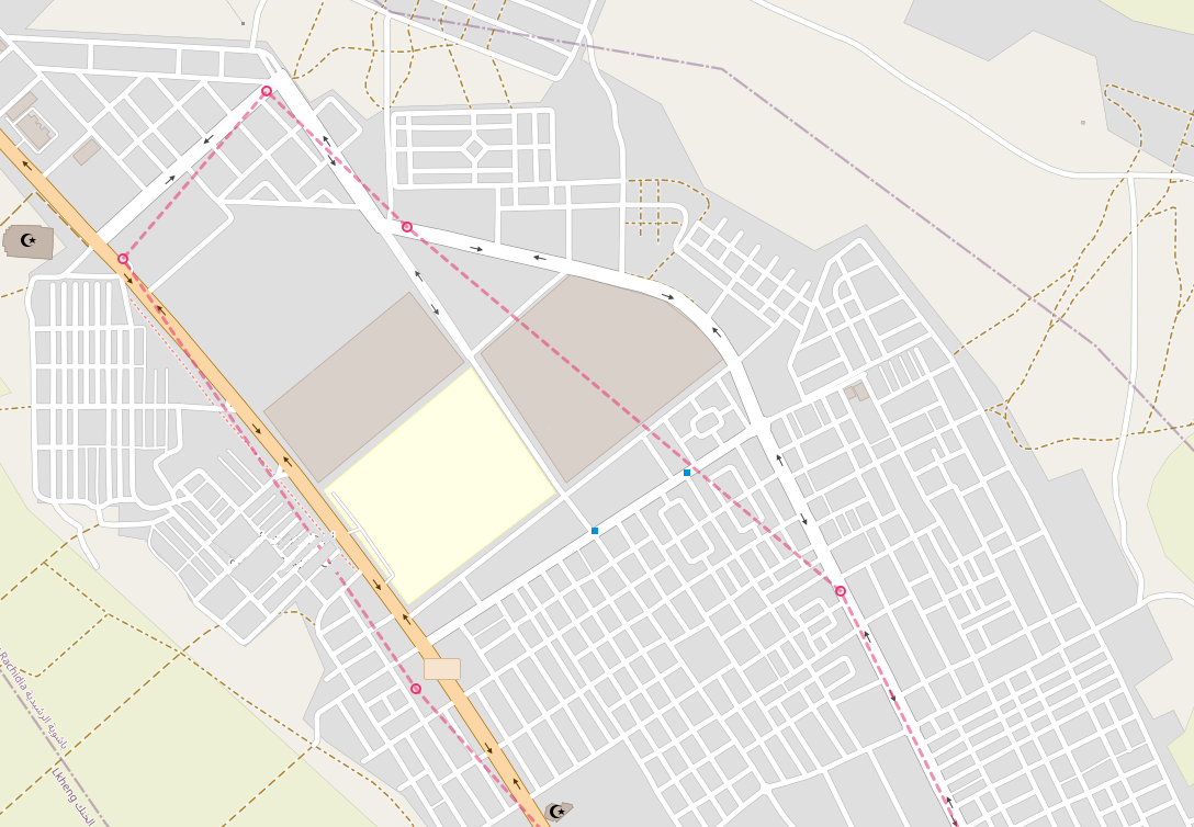 The original app’s straight-line route between stops